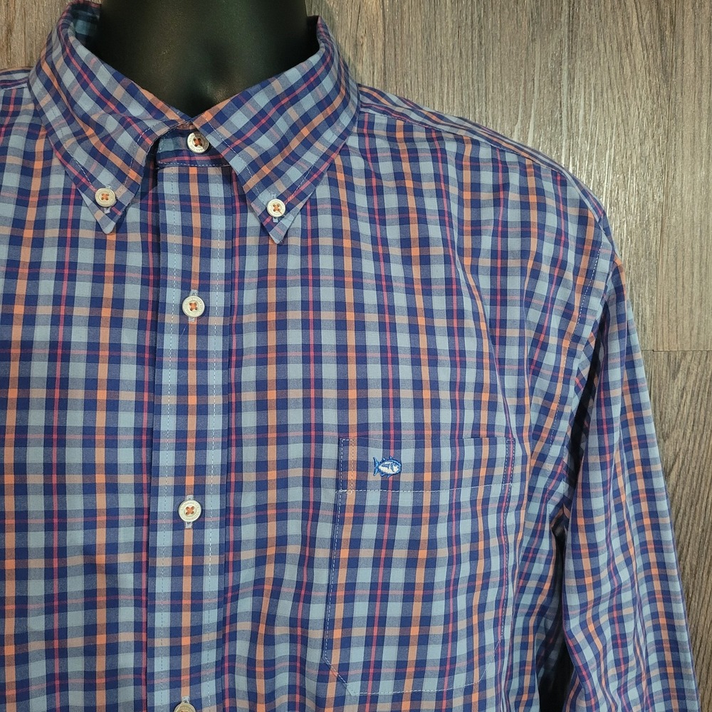 Southern Tide Button Down Long Sleeve Shirt Size XL Classic Fit Blue Multi Plaid